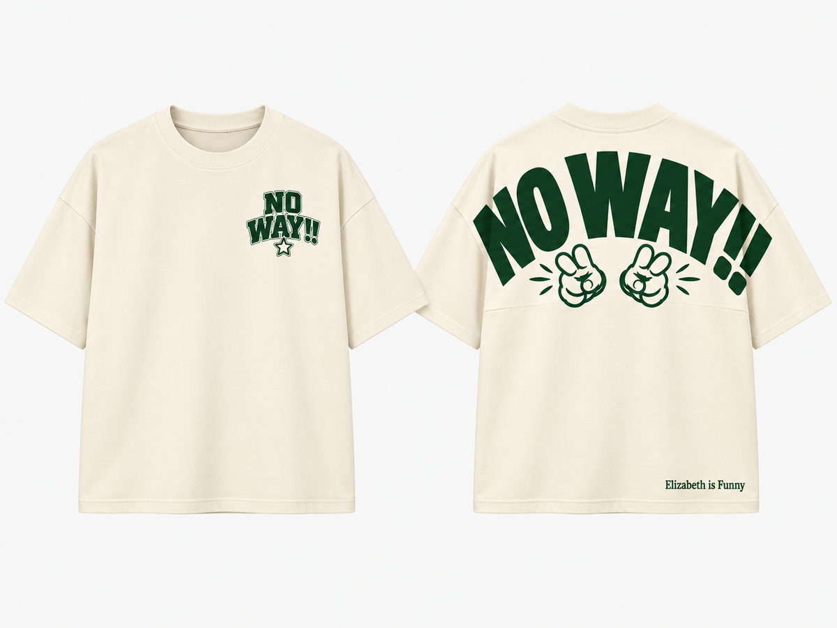 NO WAY!! Two-Finger Shirt — Beige & Green
