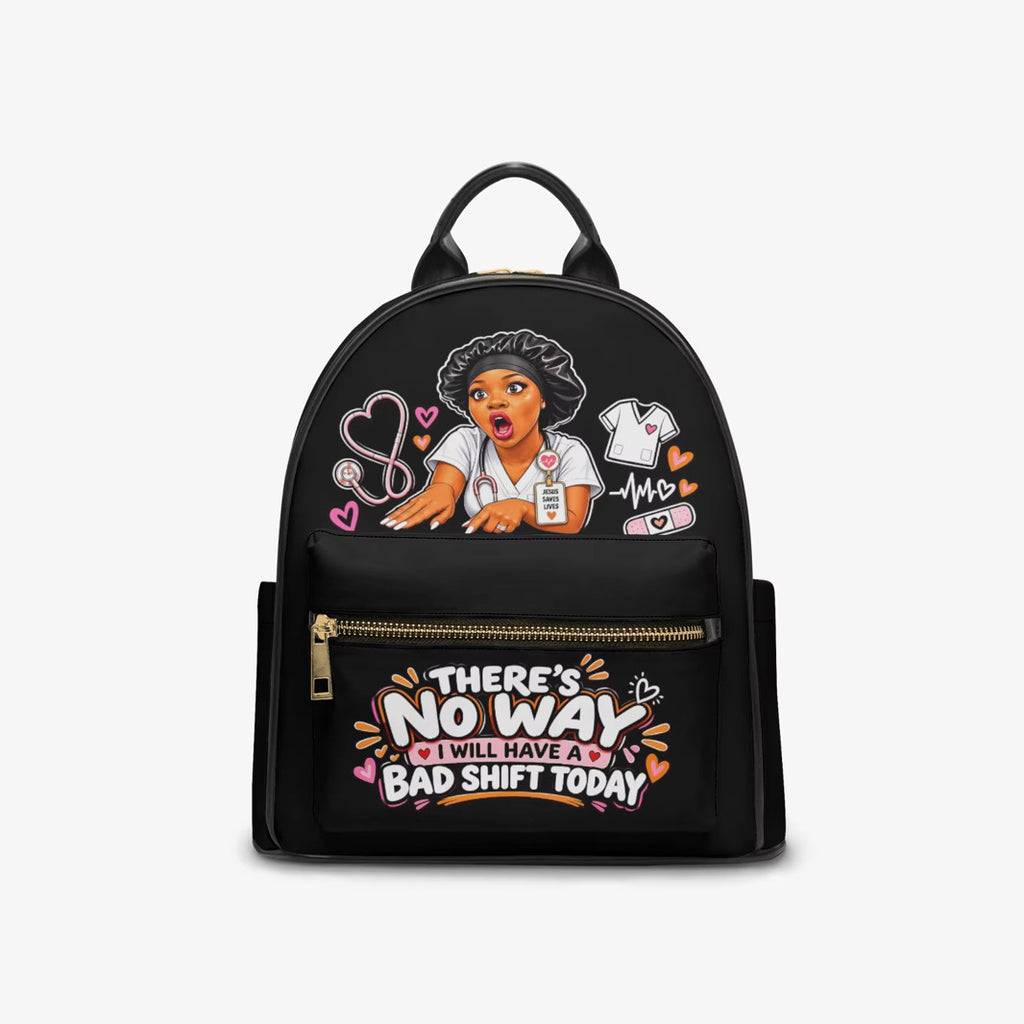Nurse Liz No Bad Shift backpack – Black, front