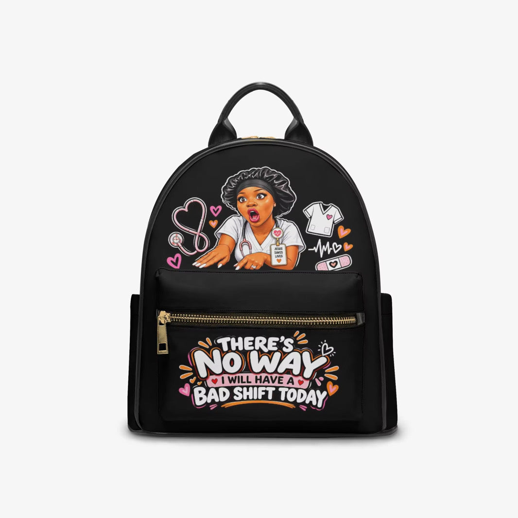 Nurse Liz No Bad Shift backpack – Black, front