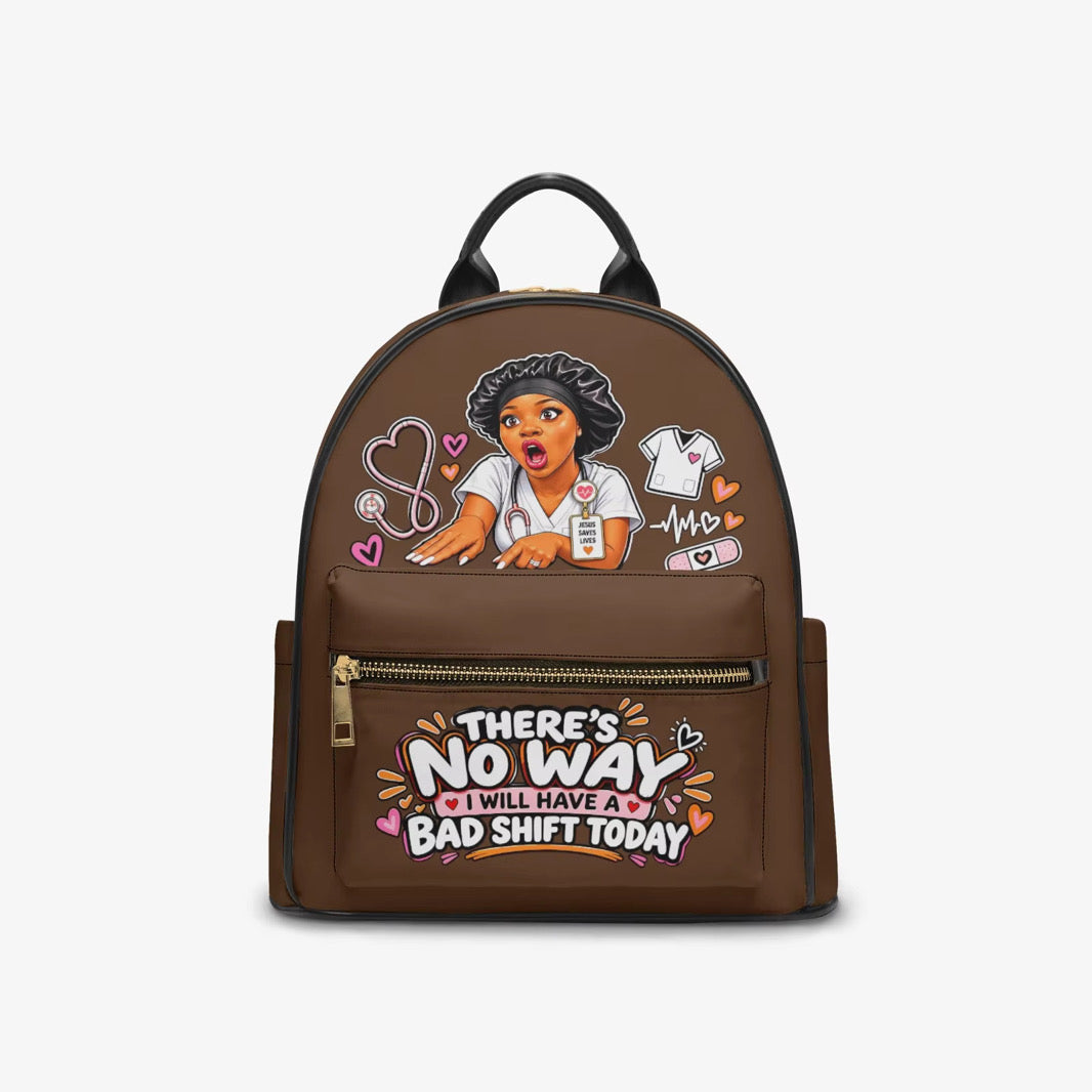 Nurse Liz No Bad Shift backpack – Brown, front