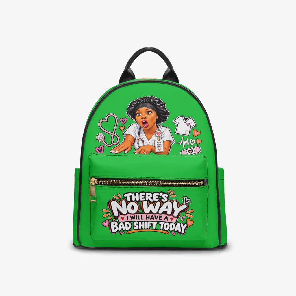 Nurse Liz No Bad Shift backpack – Green, front