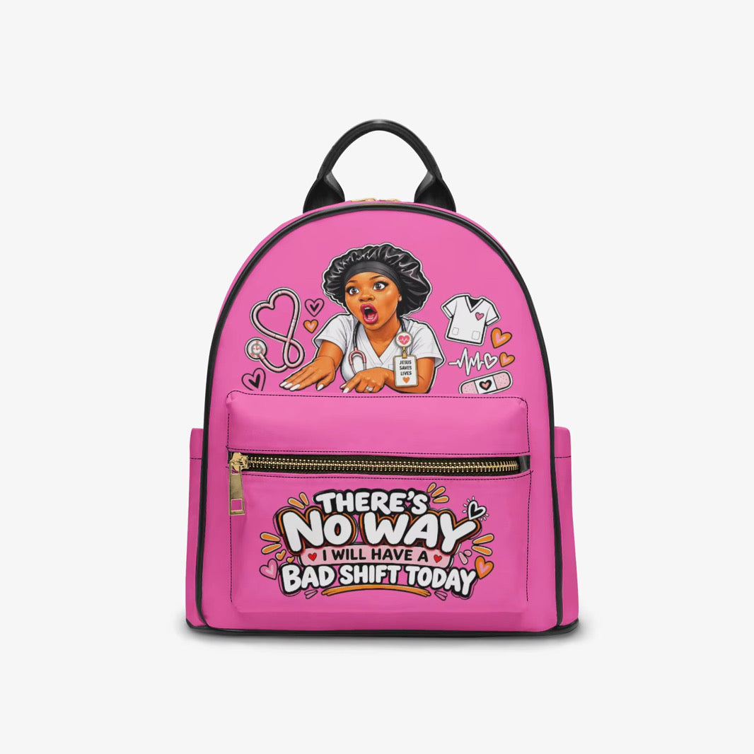 Nurse Liz No Bad Shift backpack – Pink, front