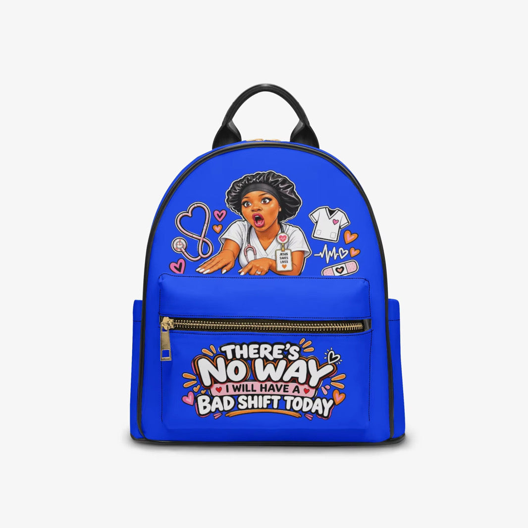 Nurse Liz No Bad Shift backpack – Royal Blue, front